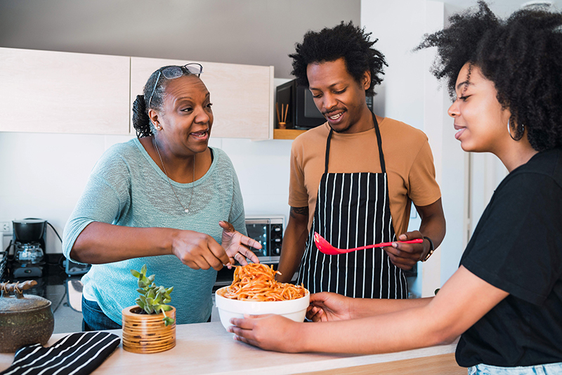 family cooking together