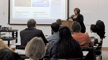 photo of Equity Admin for EBMUD speaks at ACPWA BOB Breakfast Meeting.